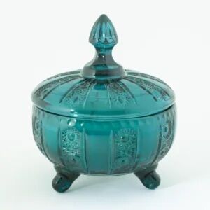 Pioneer Woman pressed glass candle dish Green used no candle great condition